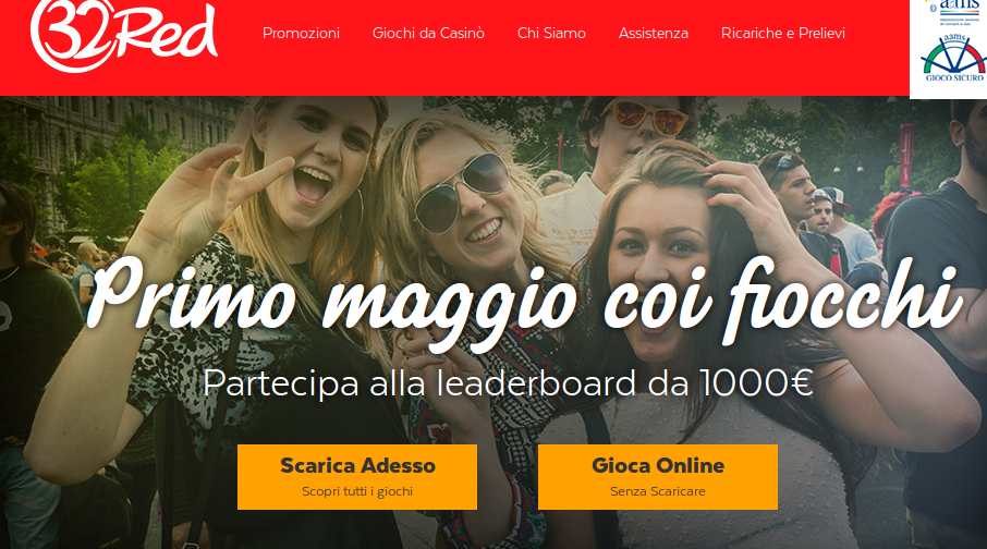 Primo maggio coi fiocchi su 32Red Casino